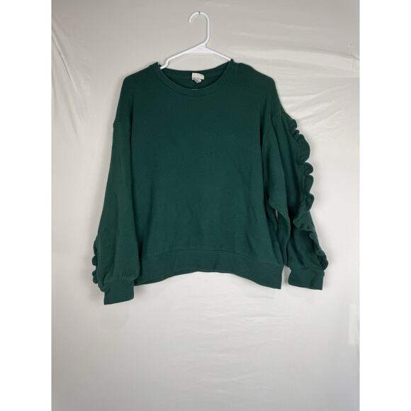 Women’s A New Day Ruffled Sleeve Sweater Green Large - Picture 1 of 3